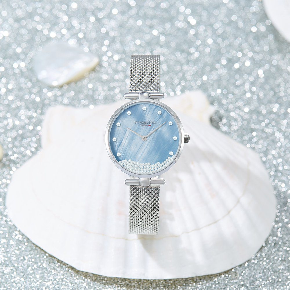 Perlen Quarzuhr Hyde im Armbanduhr bewegliche Silber Victoria Pearl, Gehäuse