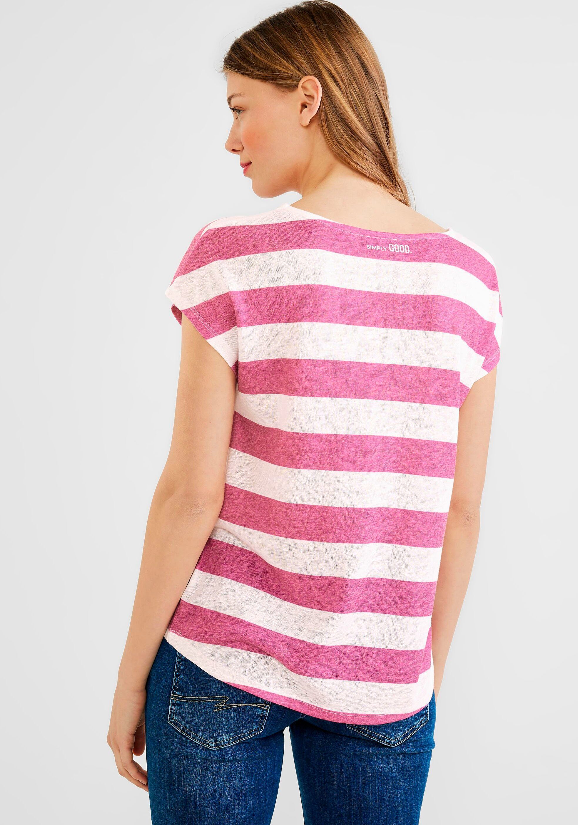 STREET pink Kurzarmshirt oasis Optik in ONE gestreifter