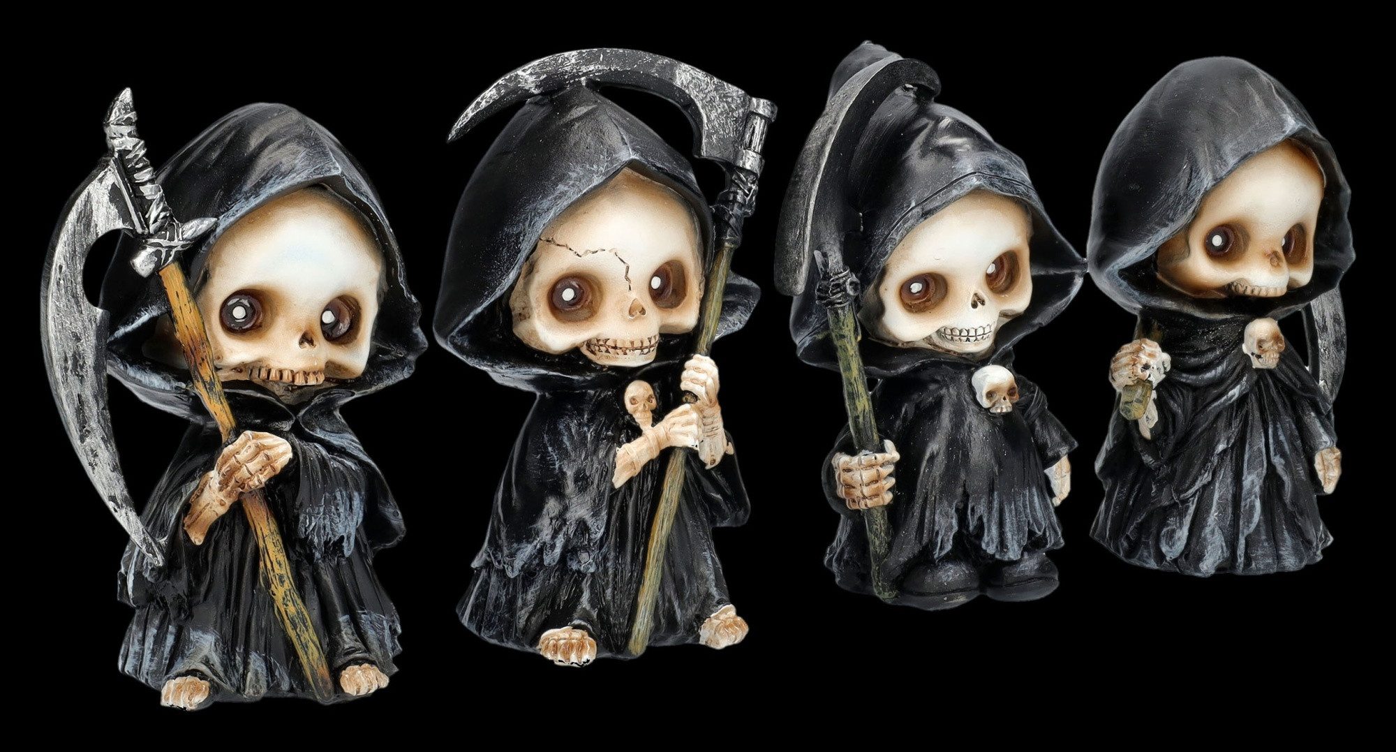 Figuren Shop GmbH Dekofigur Sensenmänner Figuren Set - Lustige Grim Reaper - Sensenmann Gothic