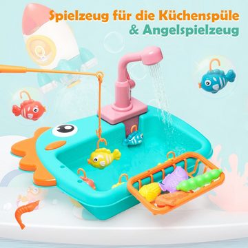 Fivejoy Lernspielzeug Simulation Spülbecken Elektrisches Küchenspielzeug für Kinder (Kinder Waschbecken Spielzeug Küche Waschbecken Rolle spielen Spielzeug)