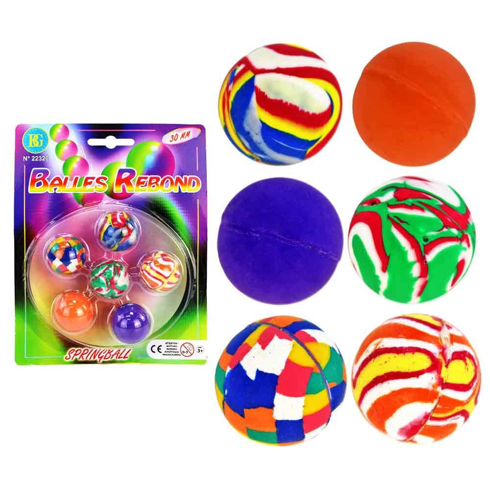 Flummi 6 bunte Flummis im Set - ca. 30 mm