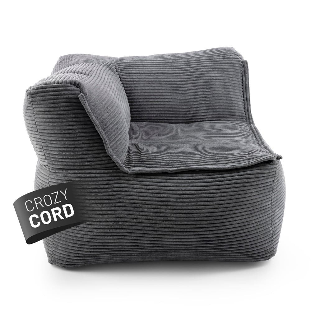 Lumaland Sitzsack Lumaland Sitzsack-Sofa Modular Cord 81x81x70cm Ecke links, Sessel abnehmbarer Bezug kombinierbar waschbar