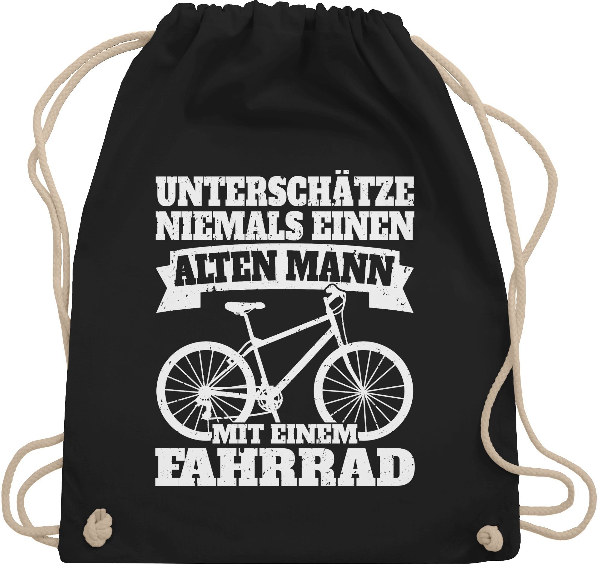 Turnbeutel Unterschätze niemals einen alten Mann mit einem Fahrrad - weiß