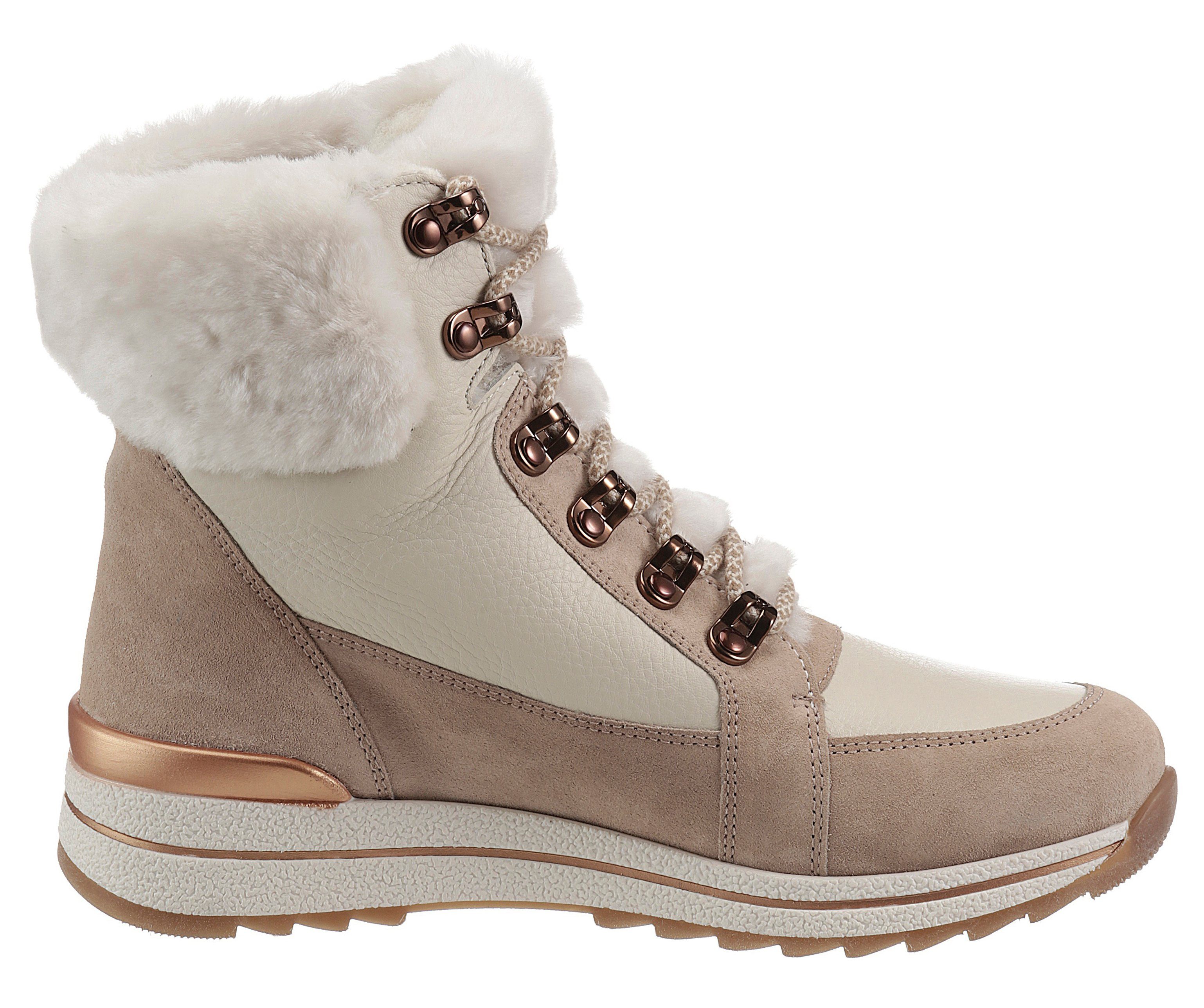 beige Winterboots Ara Lammfellkragen, 046723 mit OSAKA-SPORT G-Weite