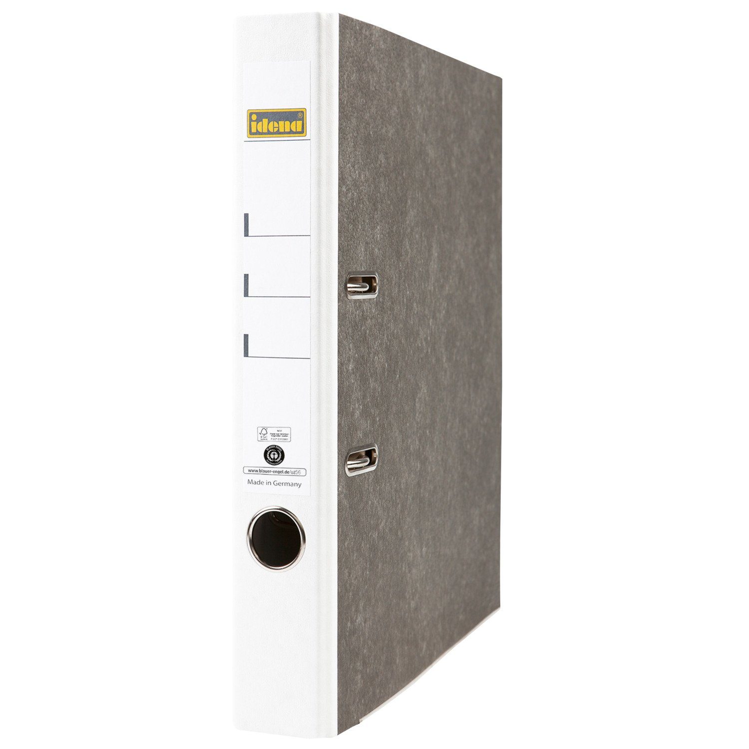 Idena Aktenordner Idena 303071 - Ordner für DIN A4, 5 cm schmal, Wolkenmarmor, weiß, 1
