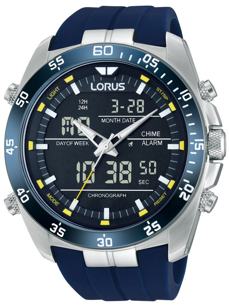 LORUS Quarzuhr 100M 46mm Analog-Digital RW617AX5 Alarm Lorus Chronograph