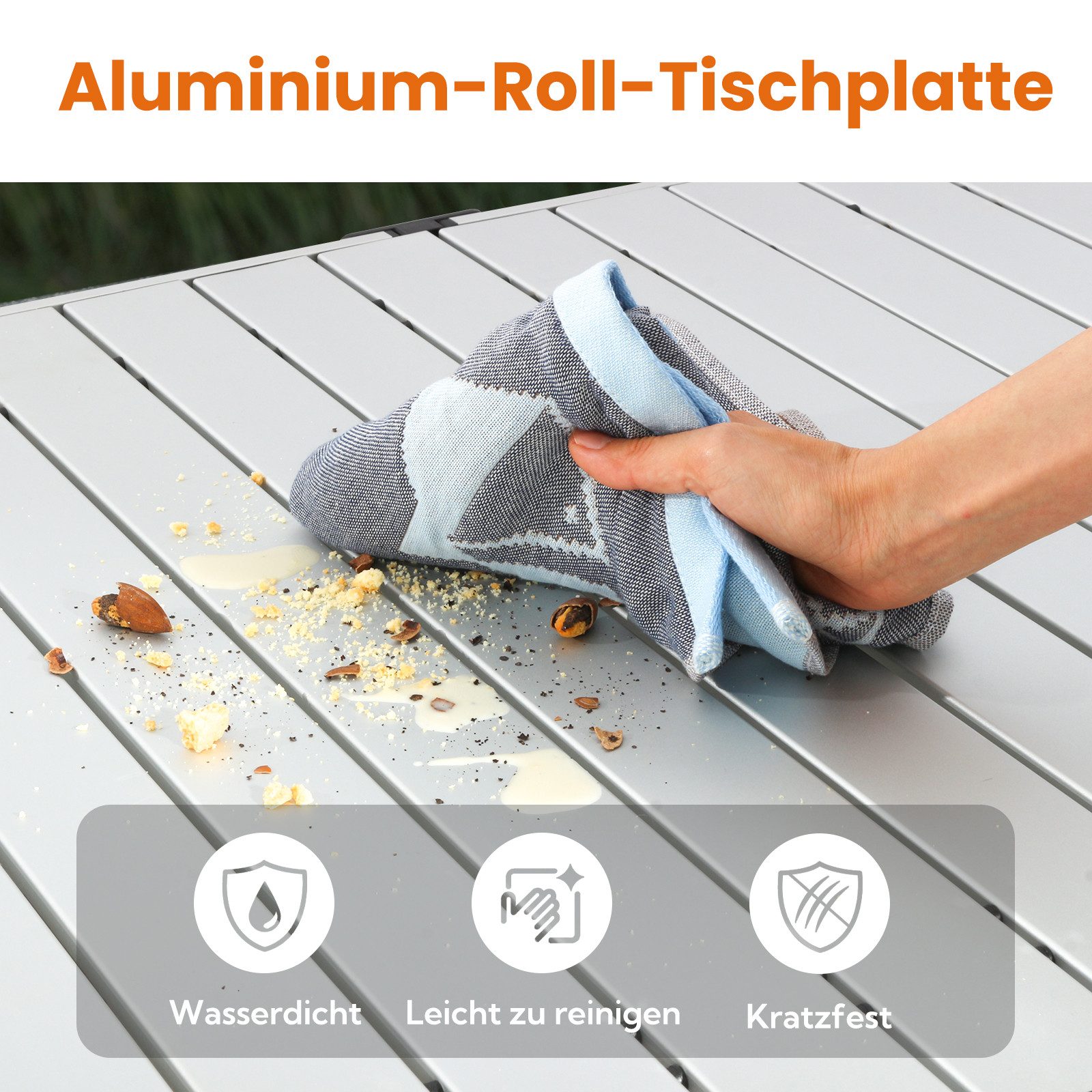 HOMECALL Klapptisch Campingtisch Klappbar Balkontisch Gartentisch Tragbar Outdoor Tisch, Robust, stabil, für 4-6 Personen – Bild 4 von 5