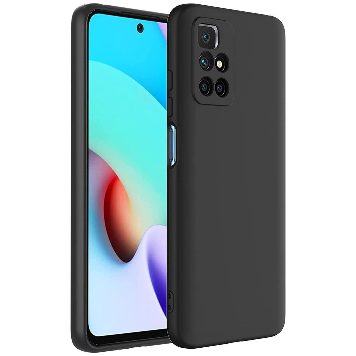 CoolGadget Handyhülle Handy Schutzhülle für Xiaomi Redmi 10 matt schwarz 6,5 Zoll, Silikon TPU Hülle Schutz Tasche Cover schlicht Slim Case