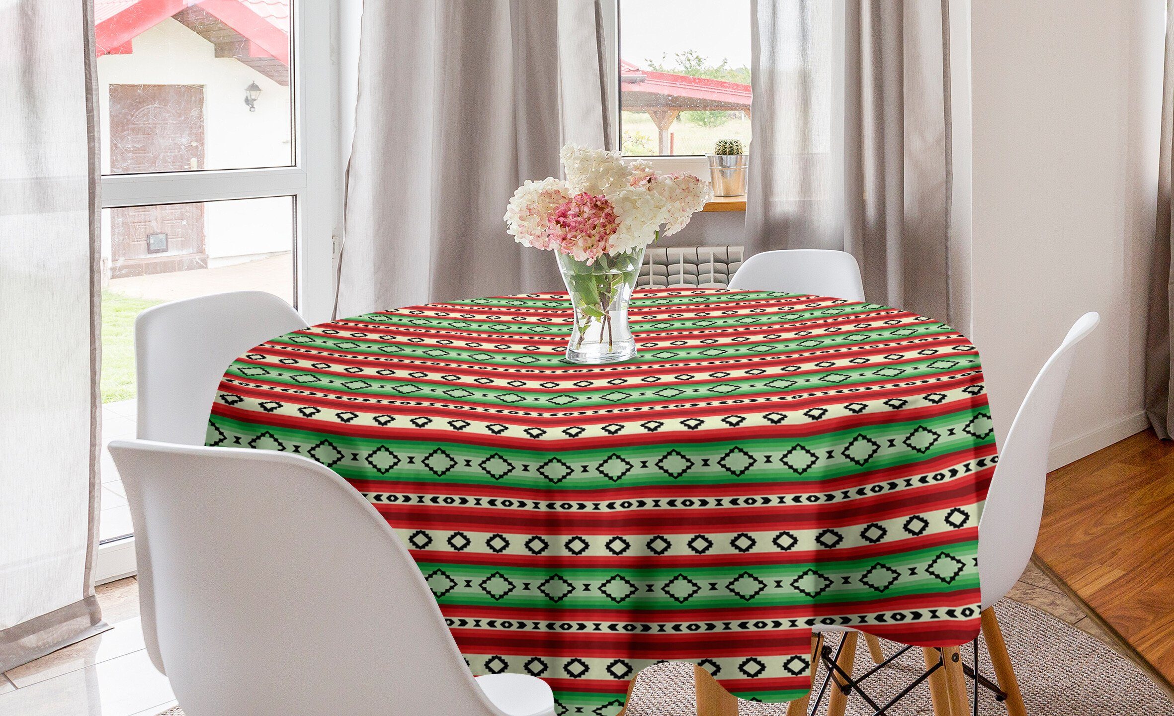 Abakuhaus Tischdecke Kreis Tischdecke Abdeckung für Esszimmer Küche Dekoration, Fiesta Mexican Blanket Pattern