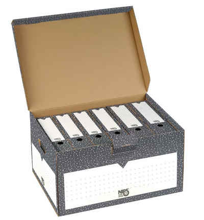 NIPS Archivcontainer KLAPPDECKEL-CONTAINER (5 St), B/H/T: 55,5 x 29,5 x 38 cm, starker Wellkarton, Pappe