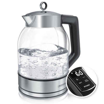 Arendo Wasserkocher, 1,7 l, 2200 W, Glas & Edelstahl, Temperatureinstellung, 360° Basis, Warmhaltefunktion