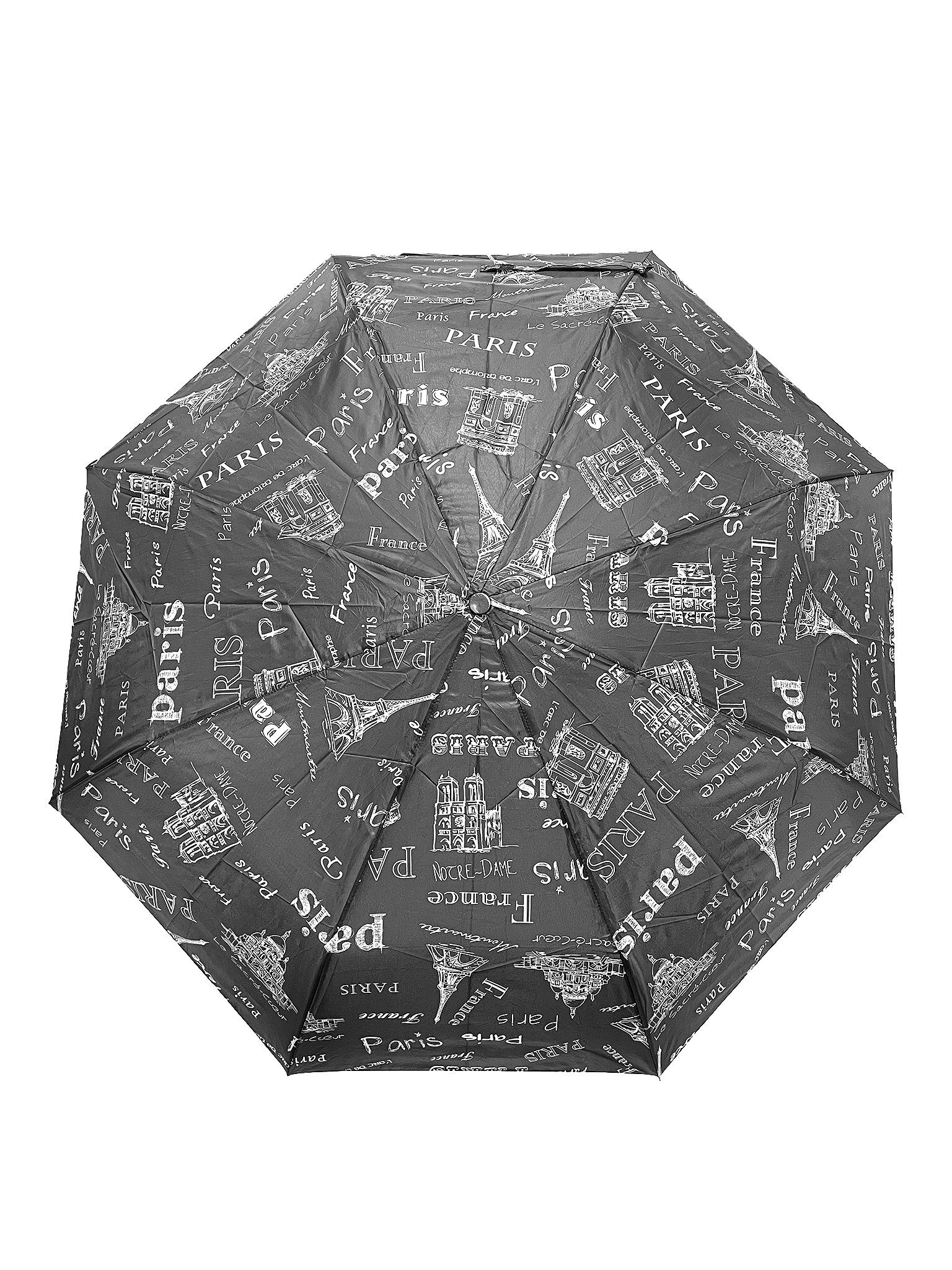 Paris Taschenschirm, ANELY Kleiner in Schwarz Gemustert 6746 Regenschirm Taschenregenschirm