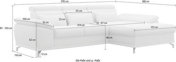 sit&more Ecksofa Cabrio, mit Sitztiefen- und Armteilverstellung sowie Federkern, 2 Nierenkissen