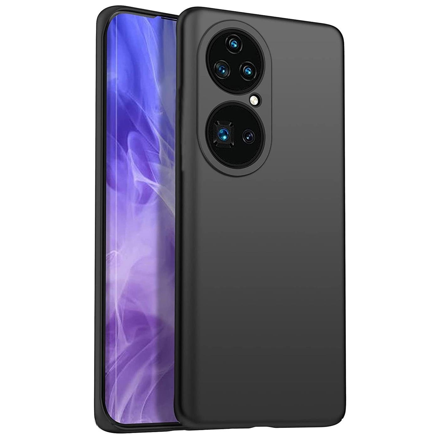 CoolGadget Handyhülle Handy Schutzhülle für Huawei P50 Pro matt schwarz 6,6 Zoll, Silikon TPU Hülle Schutz Tasche Cover schlicht Slim Case