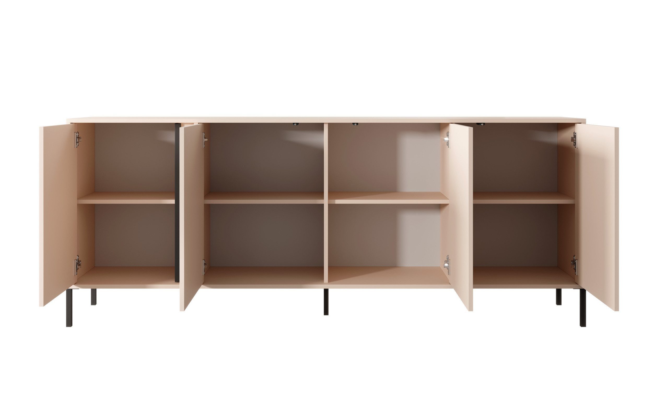 MOEBLO Kommode Calor E 203 4D (in Option mit/ohne LED, Sideboard Wohnzimmer Kommode Schlafzimmer Komodenschrank Highboard), - (BxHxT): 202,9x81,4x39,5 cm