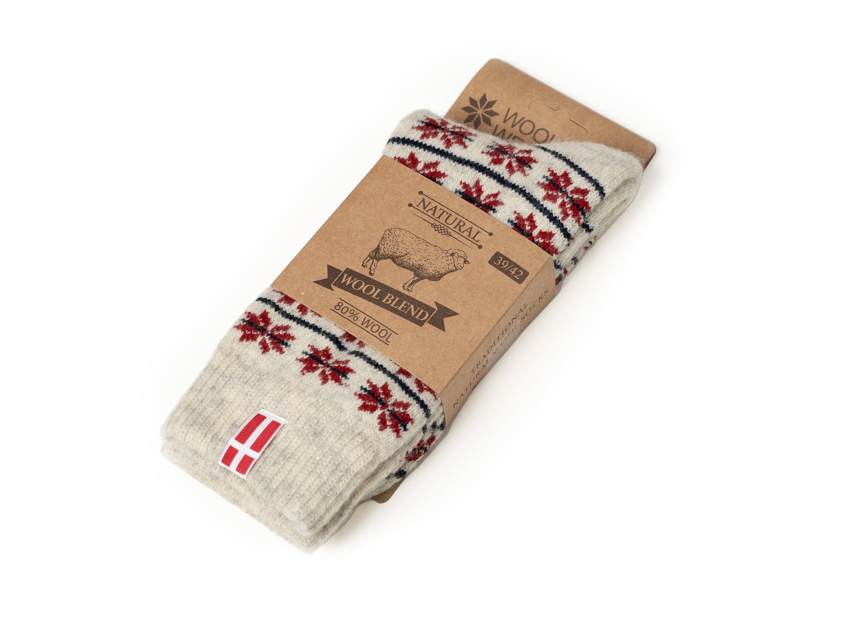 strapazierfähige Wolle HomeOfSocks hohem Aus Norwegersocken Skandinavische und Wollanteil Design 80% dicke Socken mit Kuschelsocken Wollsocke "Dänemark" Nordic Dänemark Rot