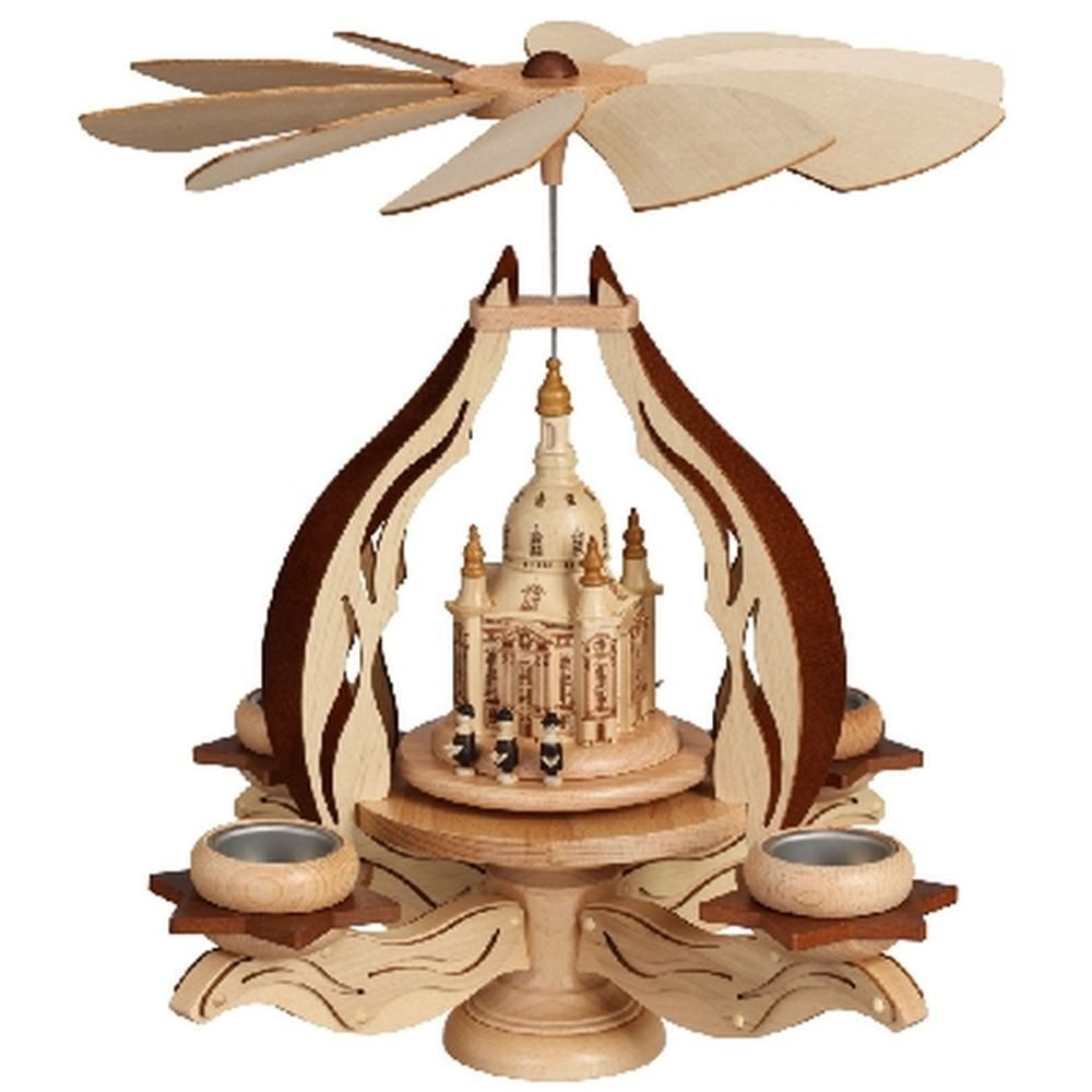 Zeidler Holzkunst Weihnachtspyramide Tischpyramide Leuchter Dresdener Frauenkirche natur BxHxT