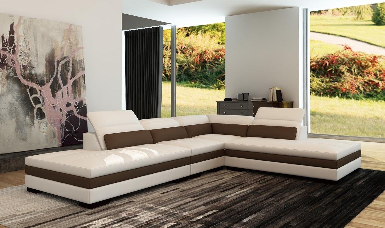 JVmoebel Ecksofa Ledersofa Couch Wohnlandschaft Eck Design Modern Sofa 5127B, Made in Europa