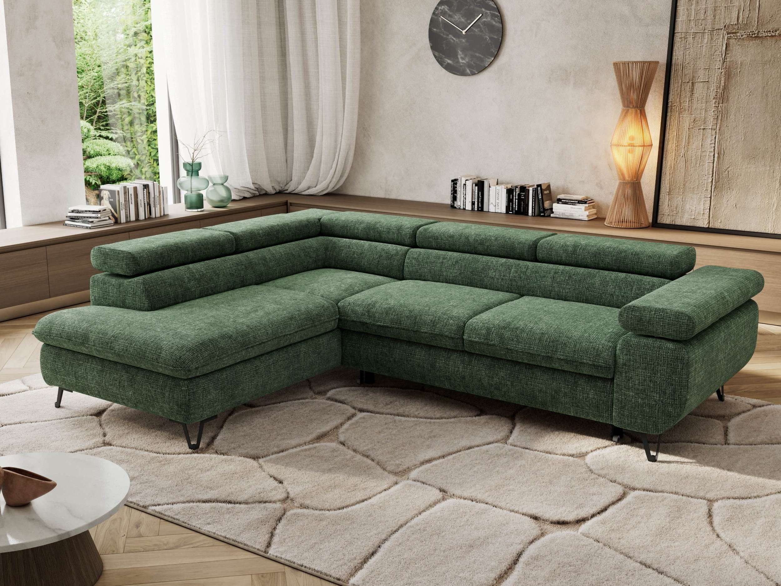 MKS MÖBEL Ecksofa PABLO L, Set, HR35-Schaum, Metallbeinen, Wellenfedern, L-form, Schlaffunktion, verstellbaren Kopfstützen, Bettkasten