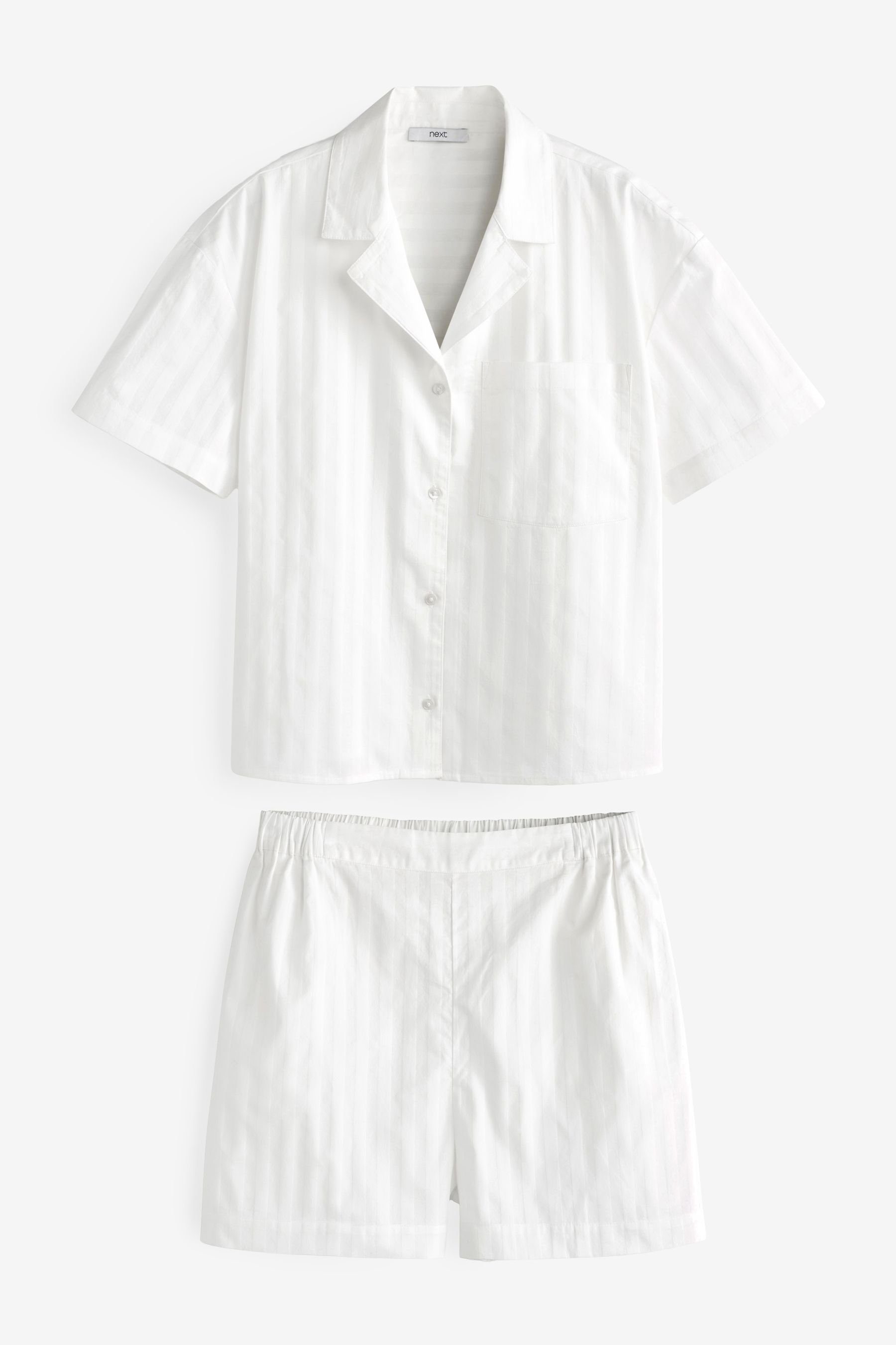 Next Pyjama Luxuriöser kurzer Pyjama aus Baumwolle (2 tlg) White
