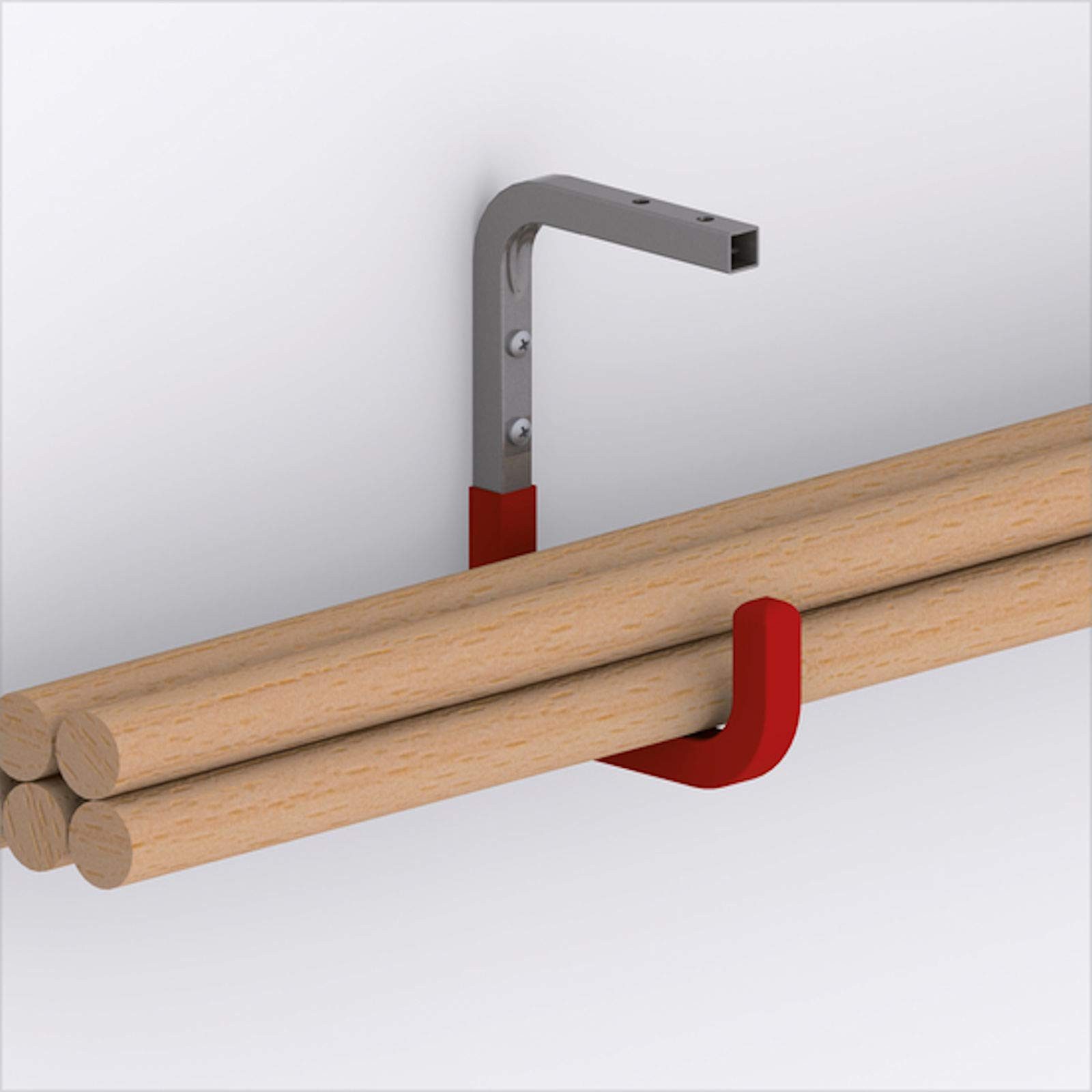 SO-TECH® Wandhaken Deckenhaken Allzweckhaken Gerätehalter, 255 x 150 mm, (1-St), Metall verzinkt, belastbar bis 30 kg, mit roter Gummierung