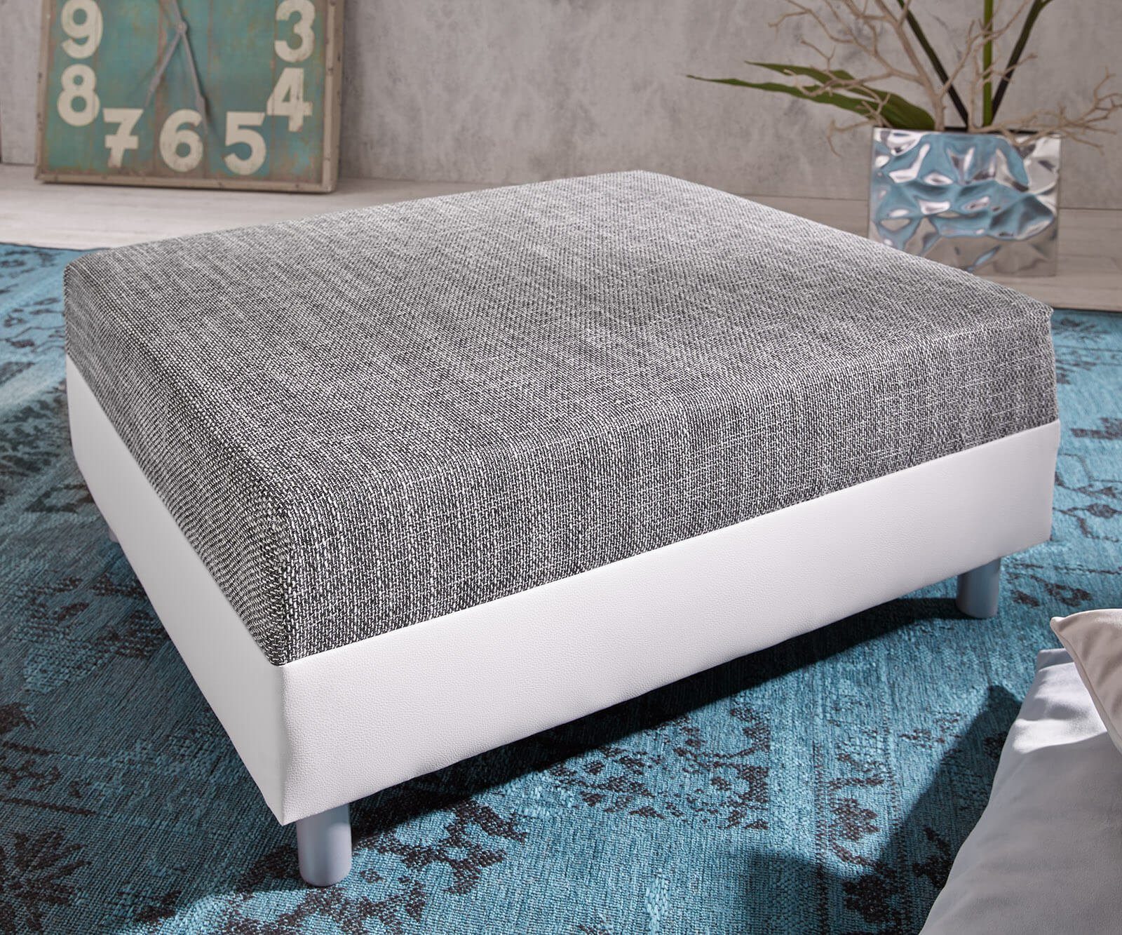 DELIFE Hocker Clovis, Weiss/Hellgrau Modul B98 günstig online kaufen