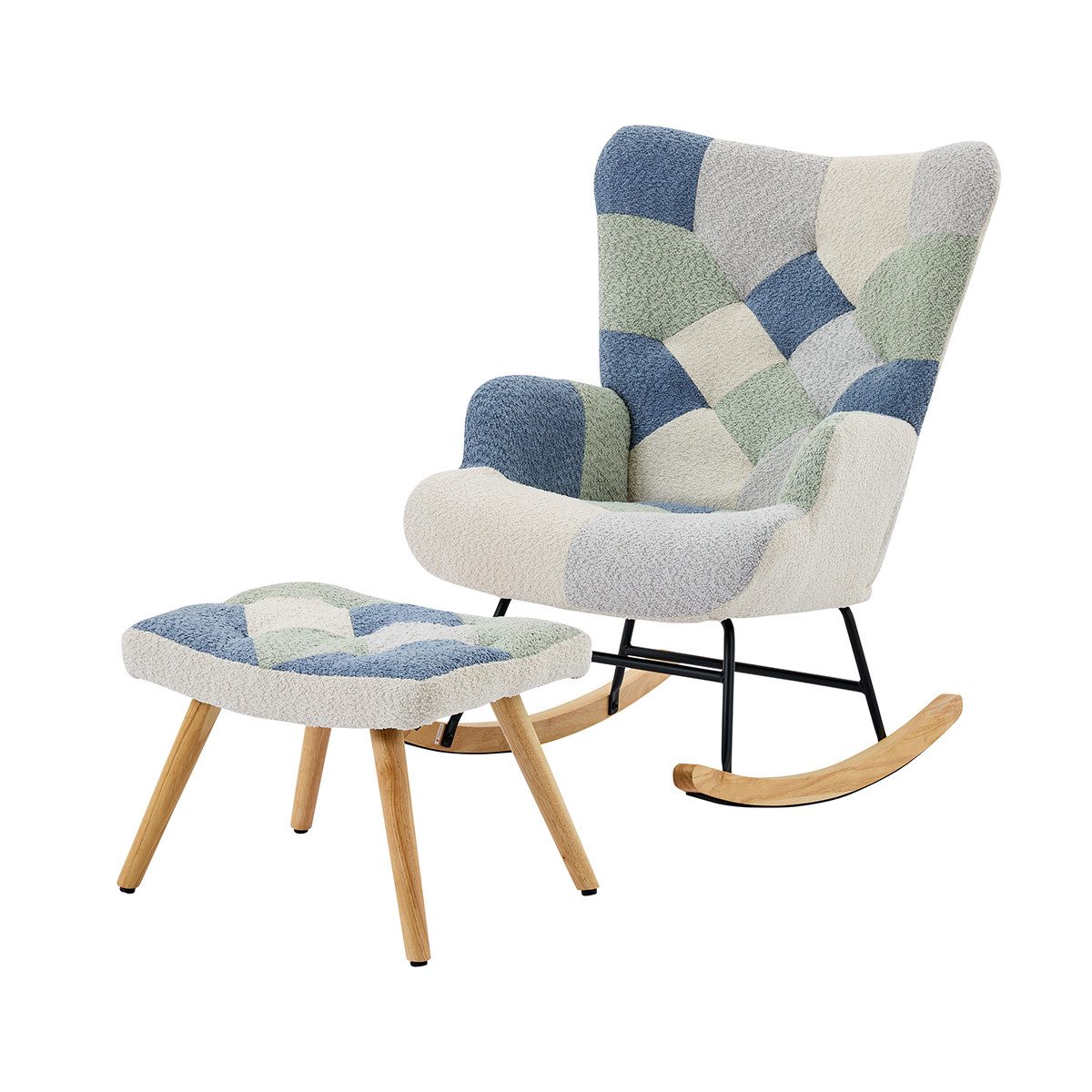 XDeer Schaukelstuhl Schaukelstuhl mit Fußhocker Relaxsessel Freizeitstuhl, für Wohnzimmer Schlafzimmer bis 110 kg