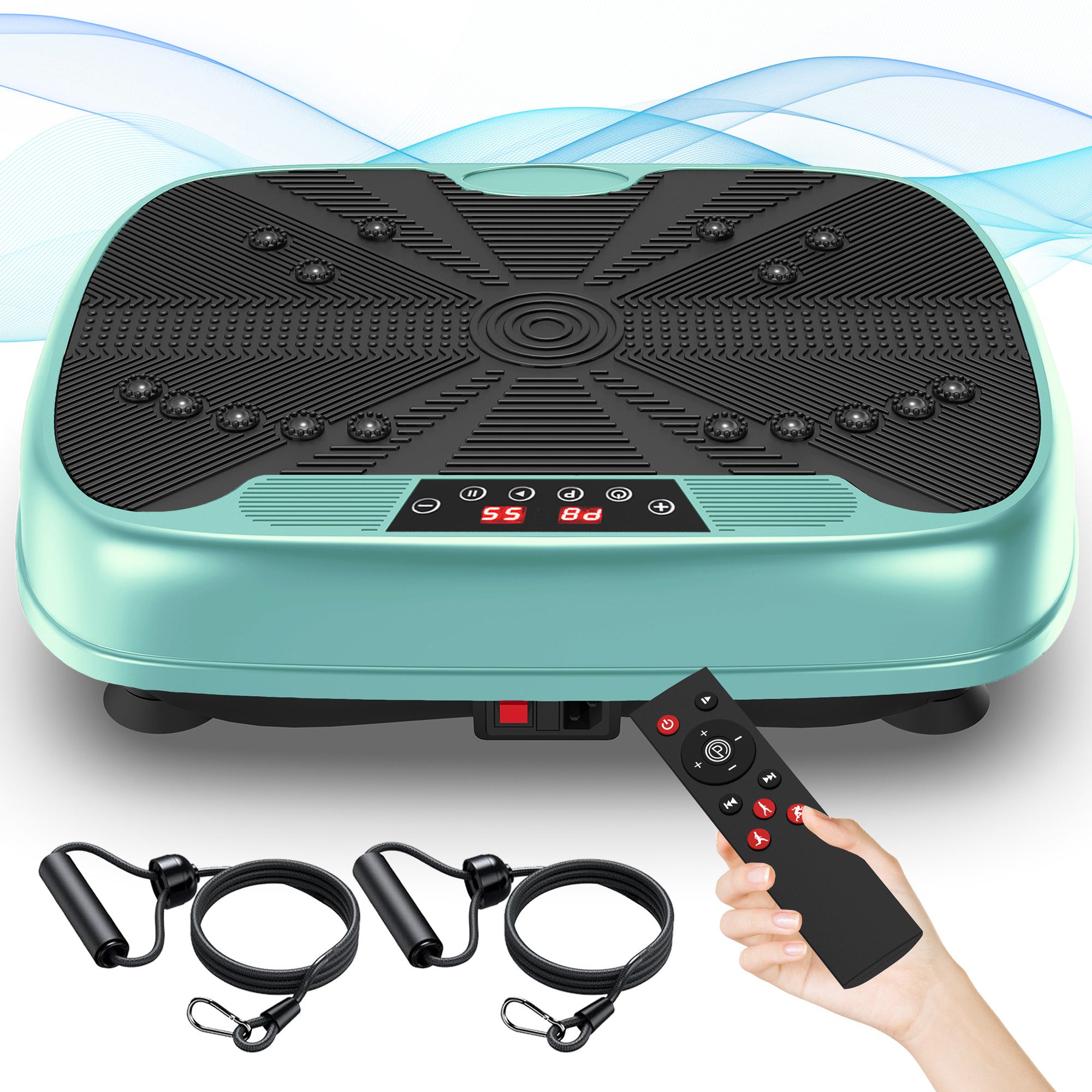Rolipo Vibrationsplatte mit 1-99 Stufen, 5 Programme, Fernbedienung, Fitnessgerät, 200 W, 99 Intensitätsstufen