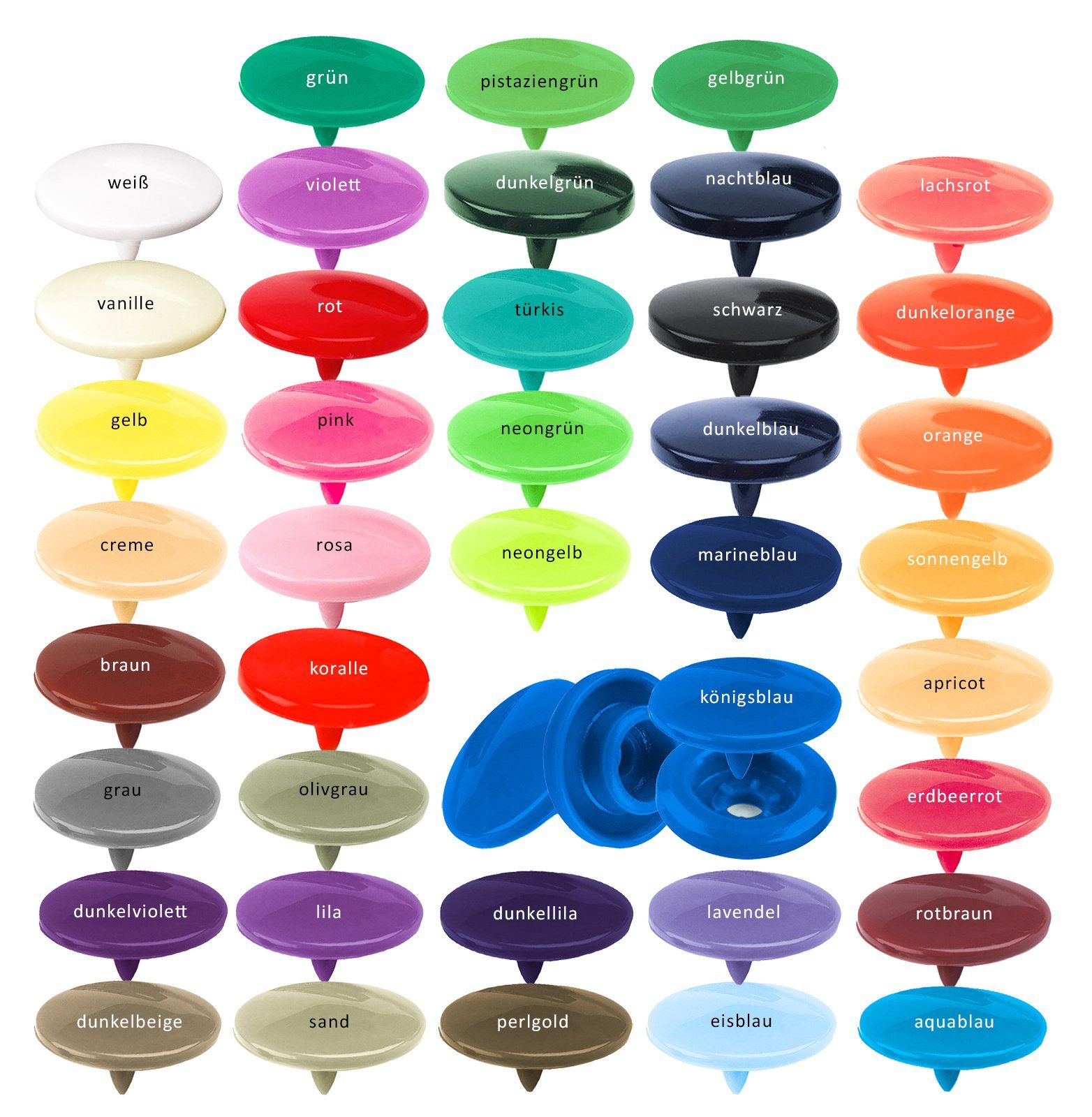 maDDma Druckknopf 50 Druckknöpfe rund Snaps Druckknopf Snap Button Knöpfe, 12mm