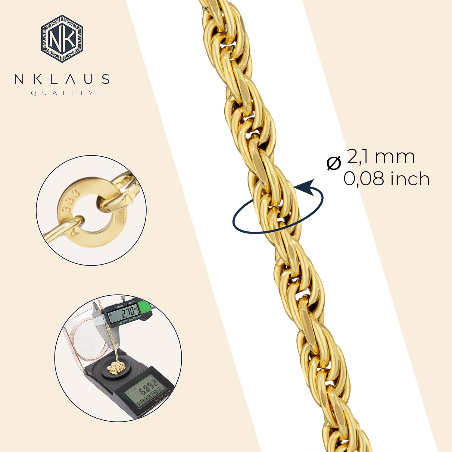 NKlaus Armkette 19cm Armband Zopfkette 333 günstig online kaufen