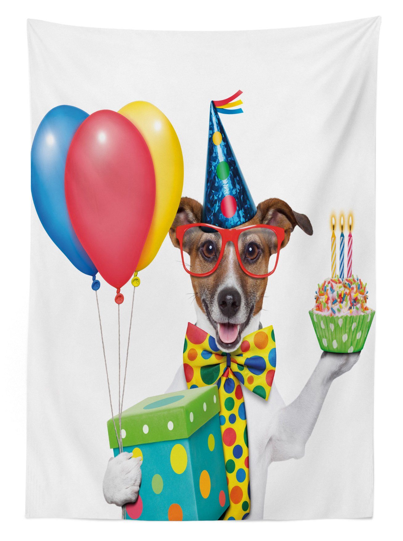 Farben, Geburtstags-Hund-Kuchen Bereich Außen Für Farbfest Tischdecke Waschbar Klare Abakuhaus geeignet Geburtstag den