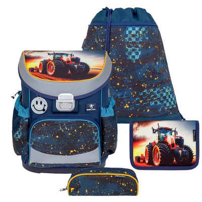 Belmil Schulranzen Mini-Fit 2024 für kleine Kinder (Set, 4-tlg), Trekker Traktor, 4tlg. Set, 1. Klasse, Einschulung, Jungen