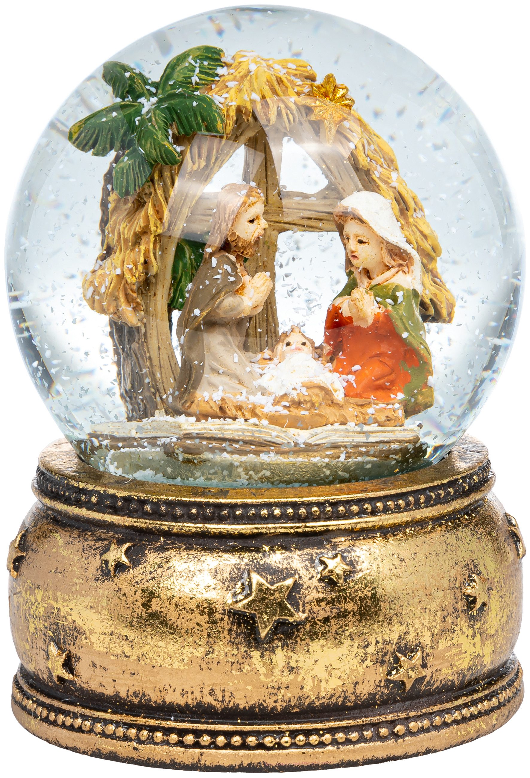 SIKORA Schneekugel SK31 Mittelgroße Glas Winter Deko Kugel Heilige Familie D:6,5cm, Besondere Winterdeko – das perfekte Geschenk für Familie & Freunde