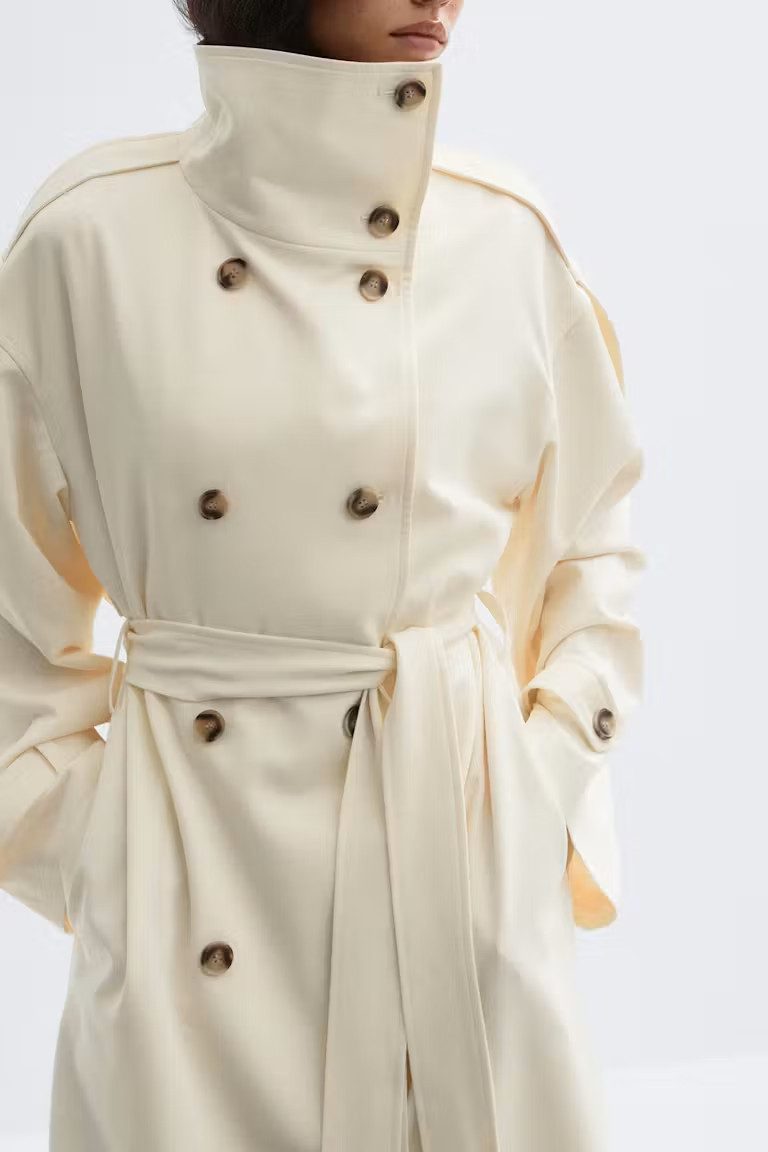 Gina Tricot Trenchcoat - Damen Mantel - langer Trenchcoat mit Gürtel und Schlitz