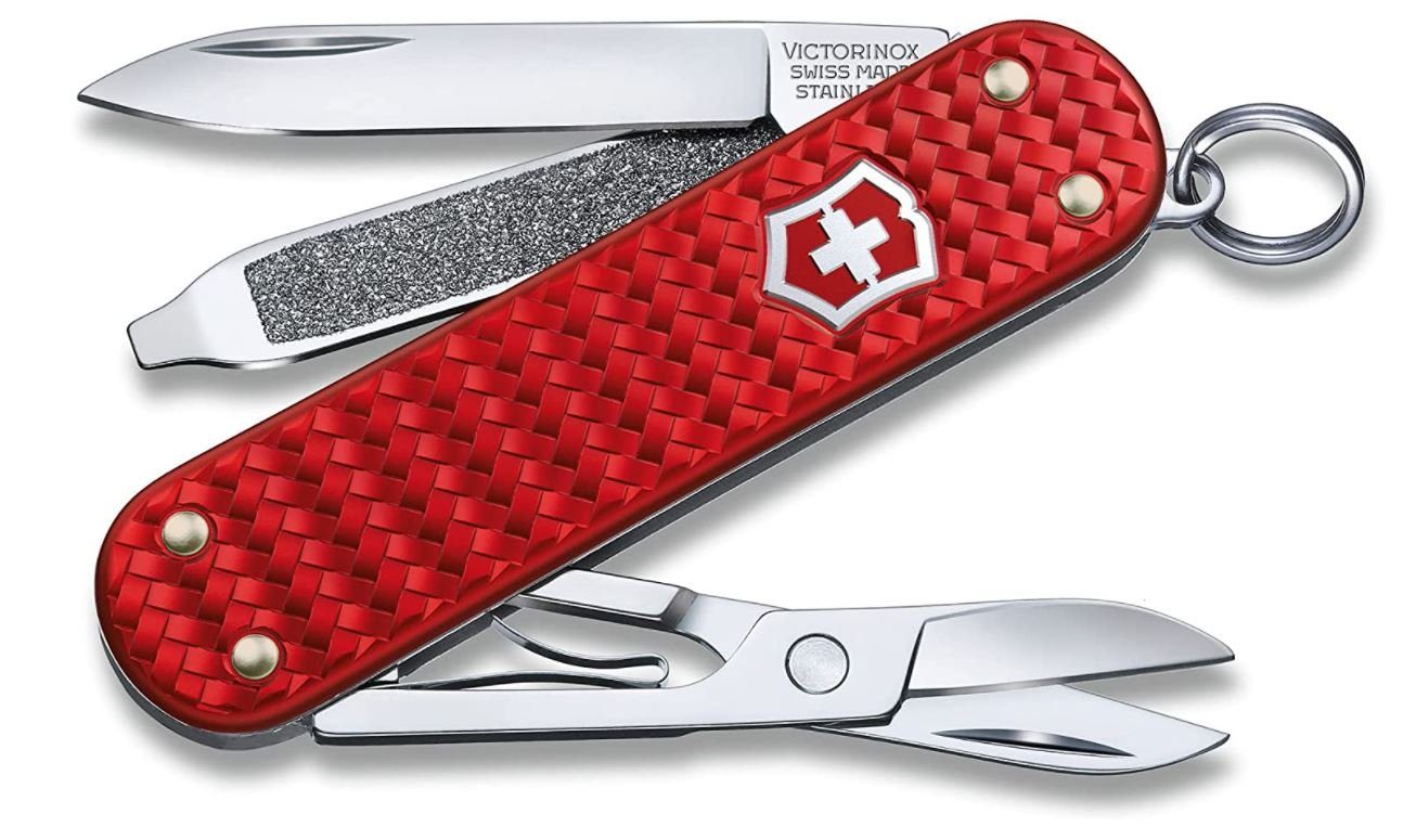 Victorinox Taschenmesser Classic Precious Alox Kollektion 5 Funktionen rot, (1 St)