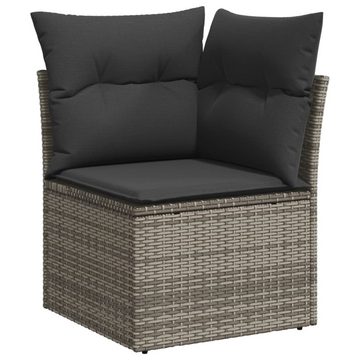 vidaXL Gartenlounge-Set 5-tlg. Garten-Sofagarnitur mit Kissen Grau Poly Rattan, (1-tlg)