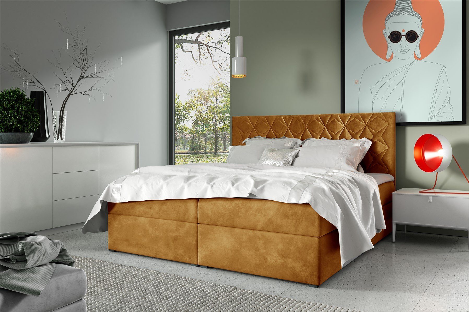 Fun Möbel Boxspringbett Boxspringbett Schlafzimmerbett LAZARO Nr.7 in Stoff günstig online kaufen