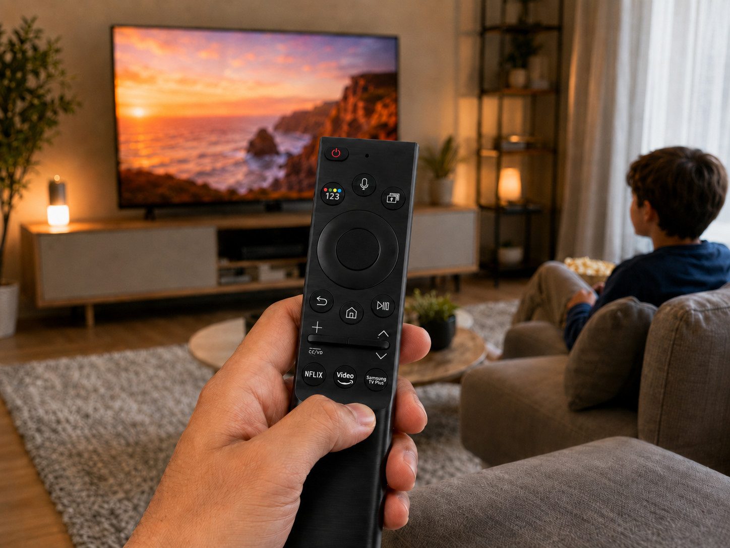 azurano Ersatz für SAMSUNG BN59-01357B, BN59-01357A, TM2180E Universal-Smart-TV-Fernbedienung (Smart Remote mit USB-C, Eco Solar & Sprachsteuerung für Samsung)