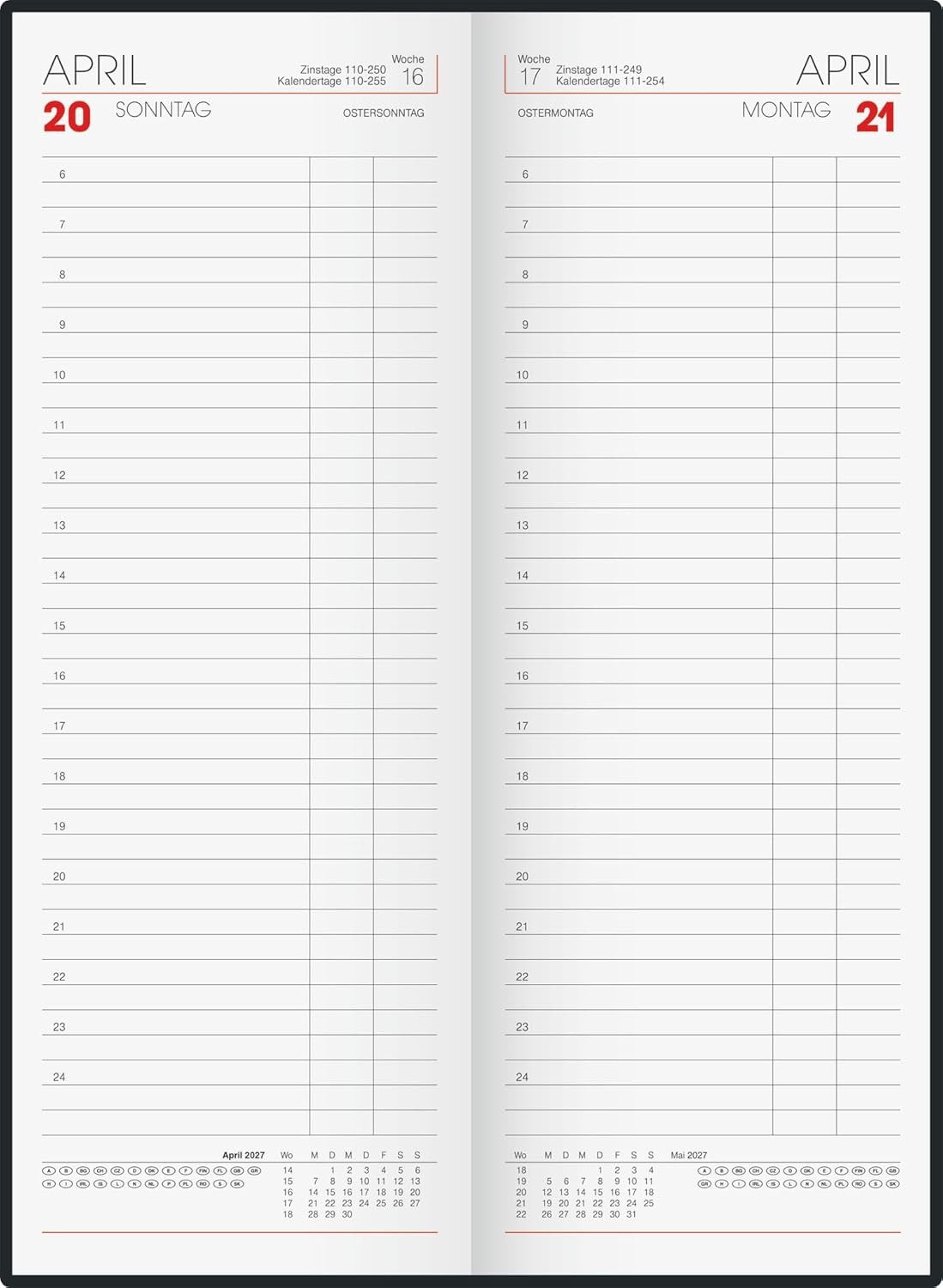 BRUNNEN Querkalender BRUNNEN Vormerkbuch Mod. 785 2027, 108×297 mm, Papier, grün