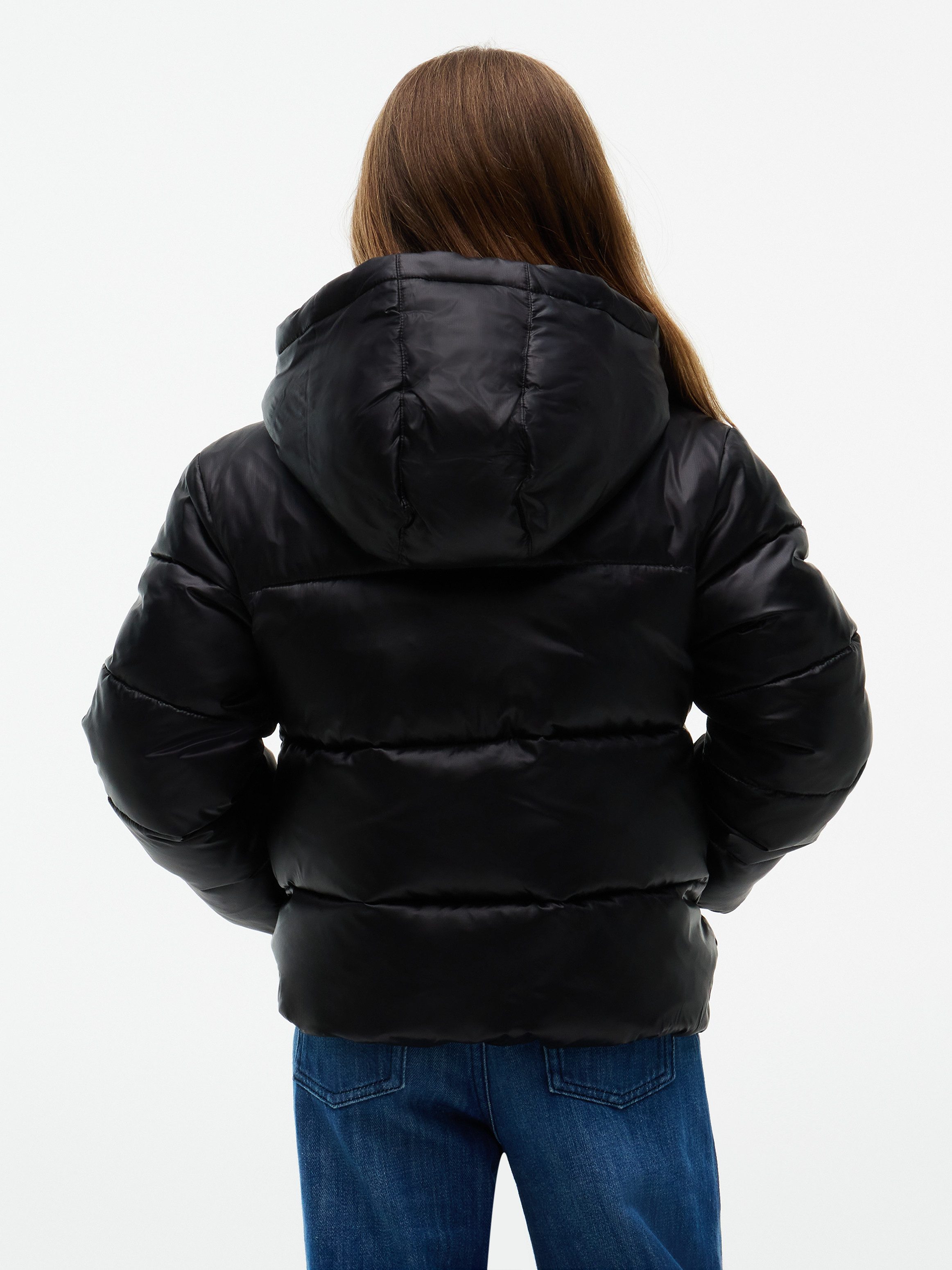 Tommy Hilfiger Steppjacke mit Kapuze, Regular Fit, leicht glänzendes Material