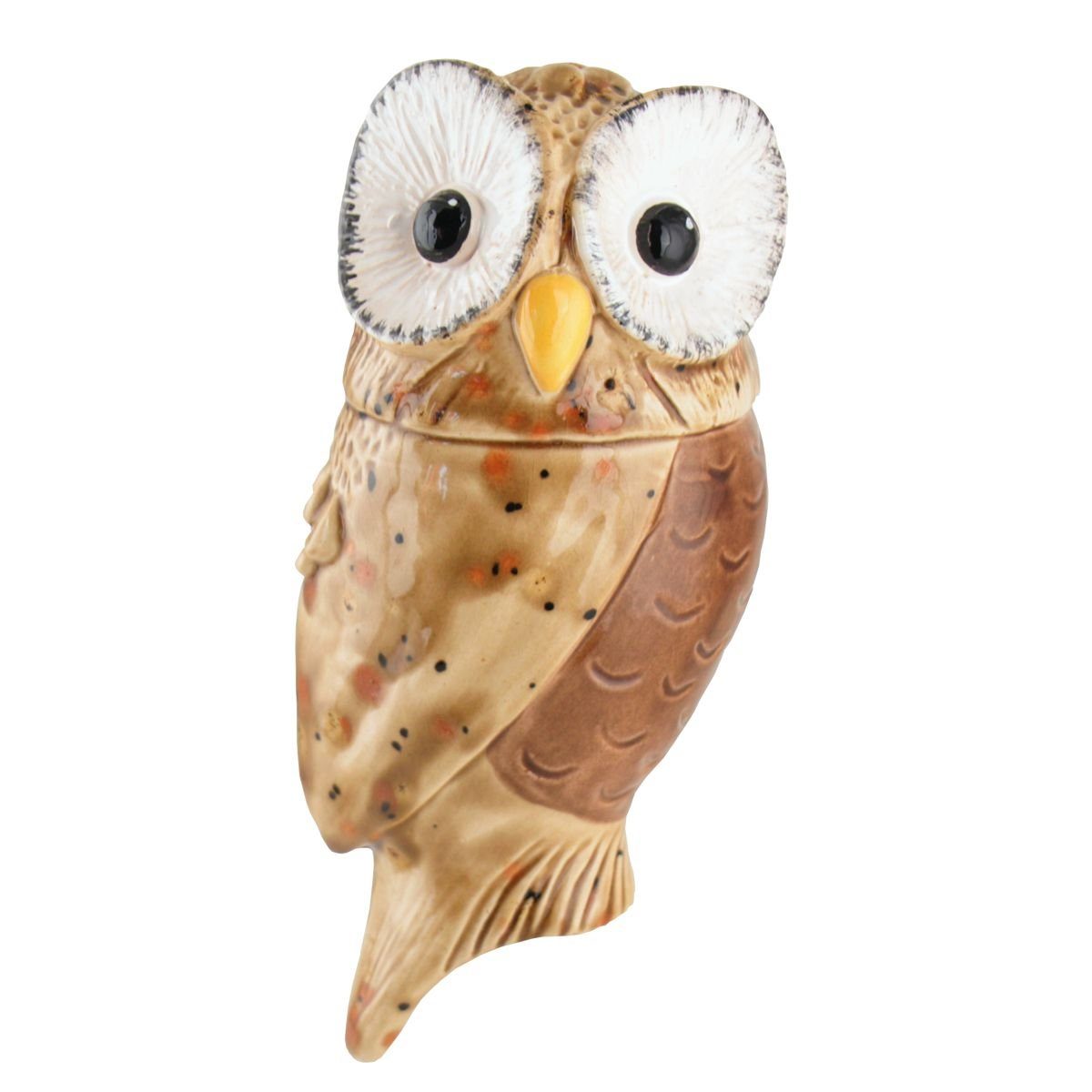 Tangoo Gartenfigur Tangoo Keramik-Vogel Eule hellbraun mit schwarz-braunen Akzenten, (Stück)