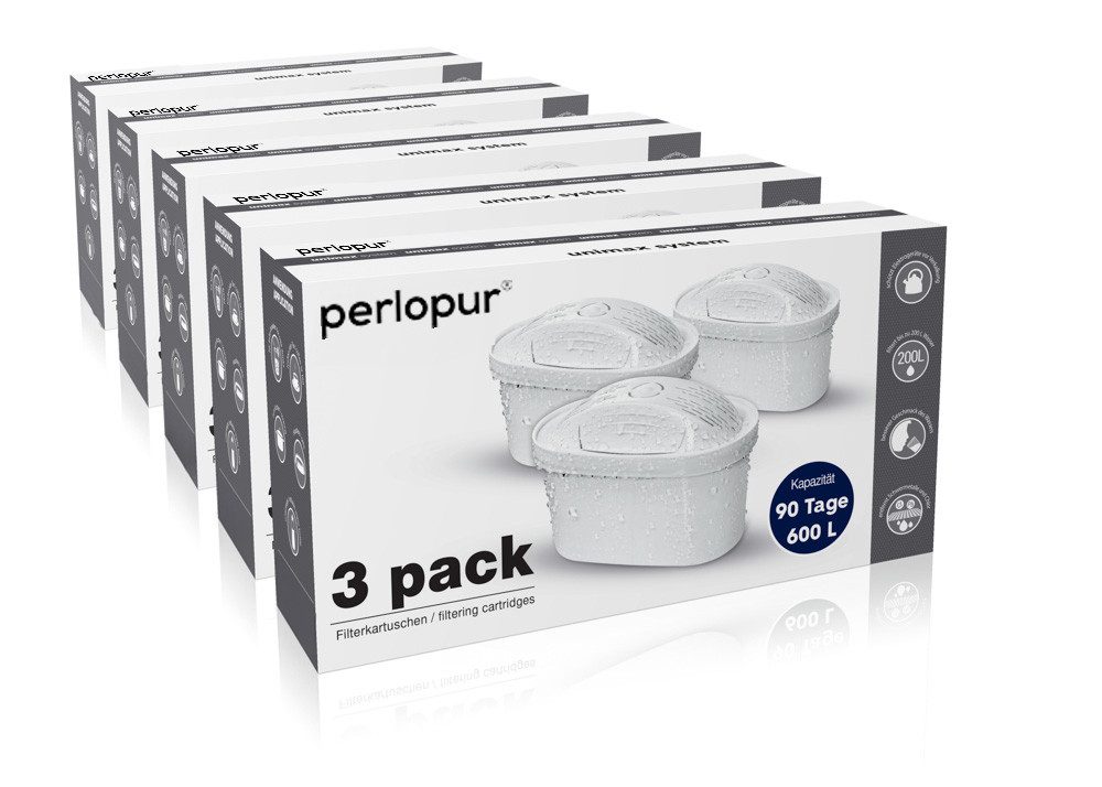 PerloPur Kalk- und Wasserfilter Unimax Filter Pack 15 für Brita Maxtra Kartuschen, Zubehör für Brita Maxtra u. Maxtra+ Filter Kartuschen