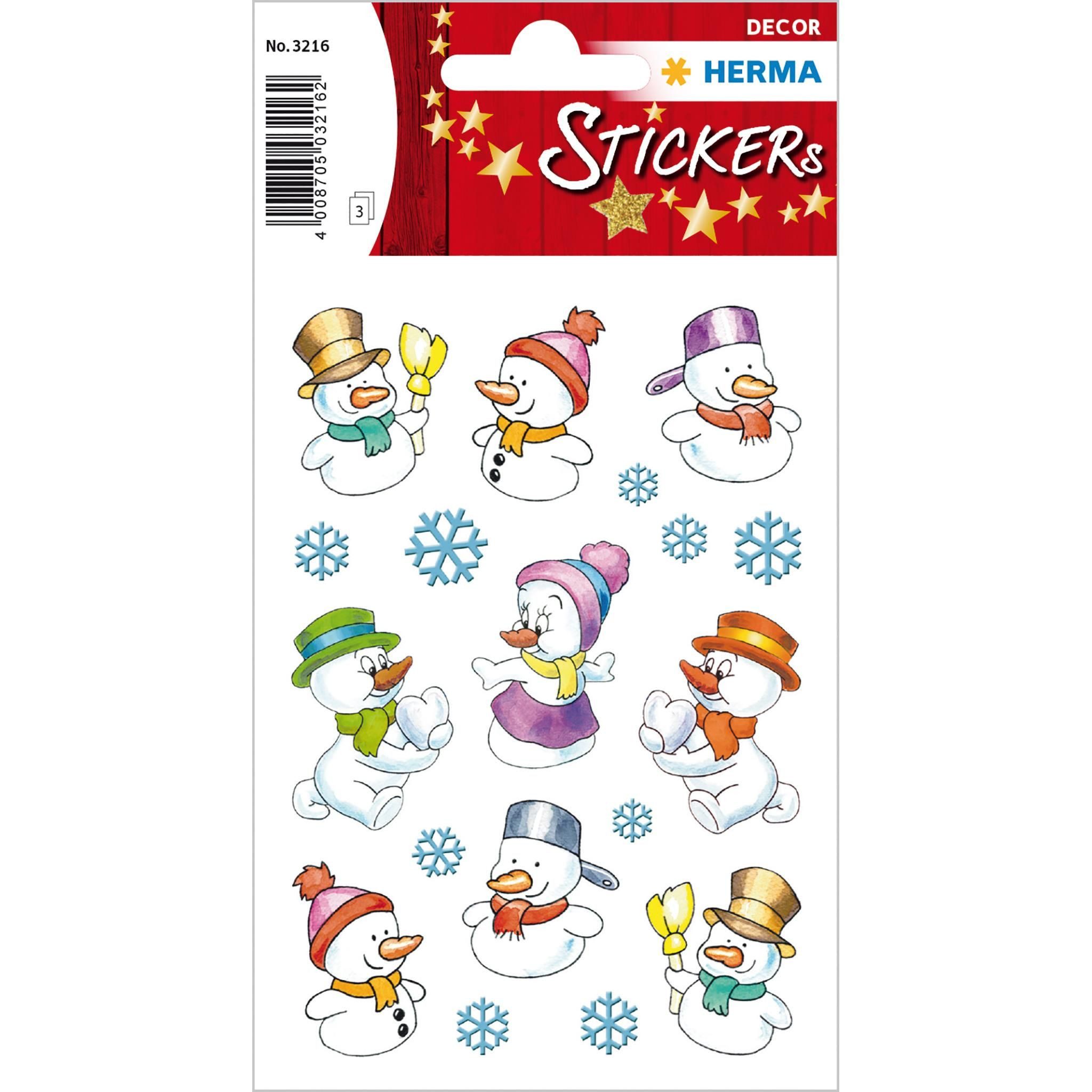 HERMA Sticker Herma Sticker DECOR Weihnachten Schneemänner 3 Bl