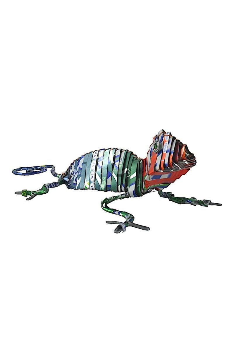 Little Zim Tierfigur Recycling Blechtiere - Gecko - M, Handgefertigt · Getränke- und Blechdosen · Unikat