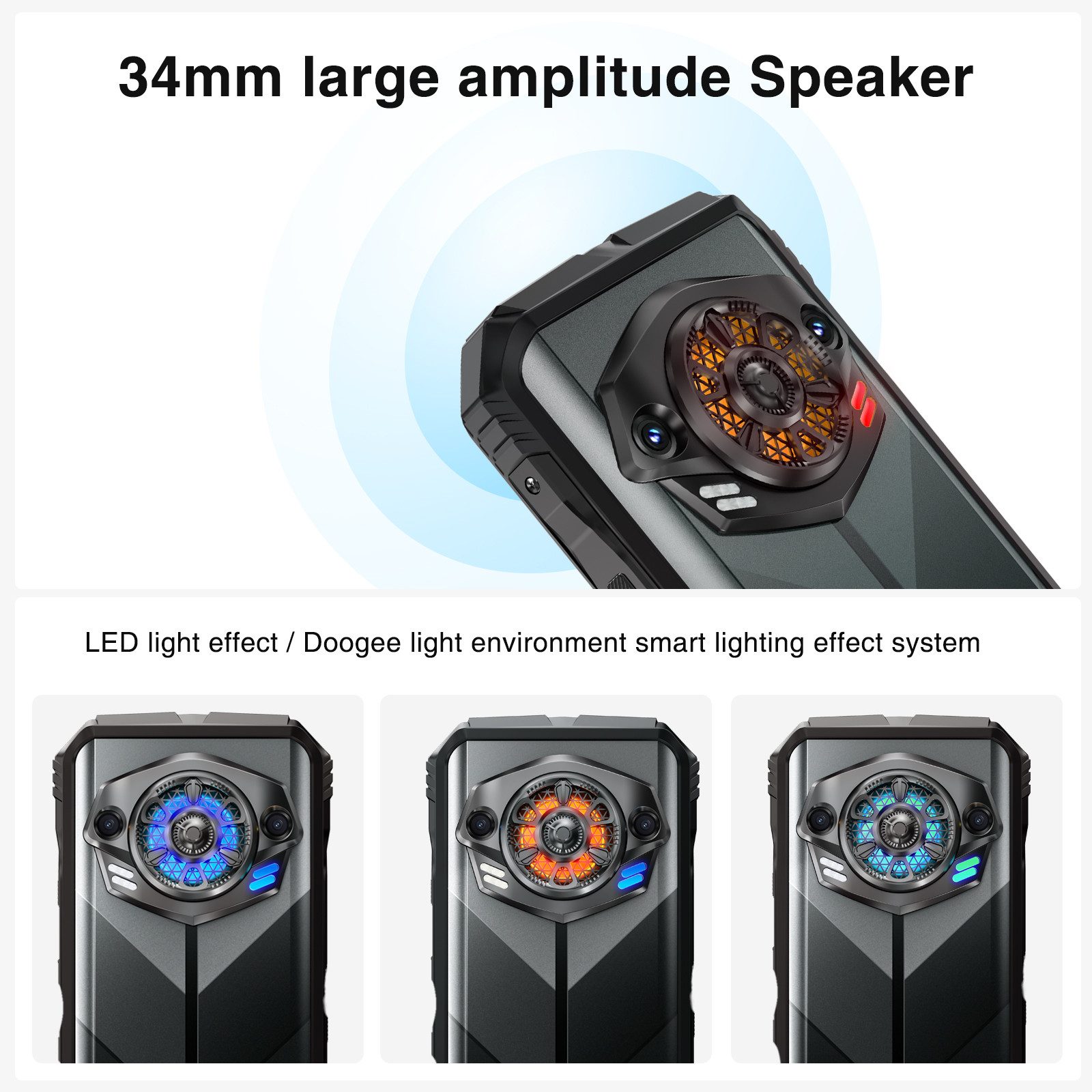 DOOGEE SPUNK Outdoor Handy, 10800mAh, 50MP, Android 14, 256GB, 6,58" FHD Smartphone (6,58 Zoll, 256 GB Speicherplatz, 50 MP Kamera, Android 14, 256GB, 6,58" FHD+, 33W Laden, NFC, OTG, Dual 4G SIM, IP68)