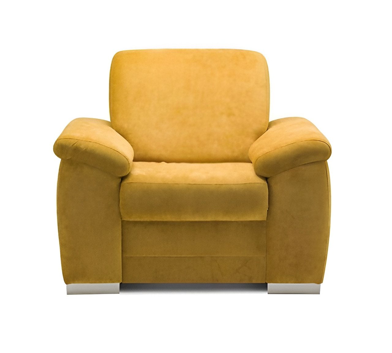 JVmoebel Relaxsessel Moderner Polsterstuhl in Gelb mit Wellenunterfederung und Holzrahmen (1-St), Made in Europa