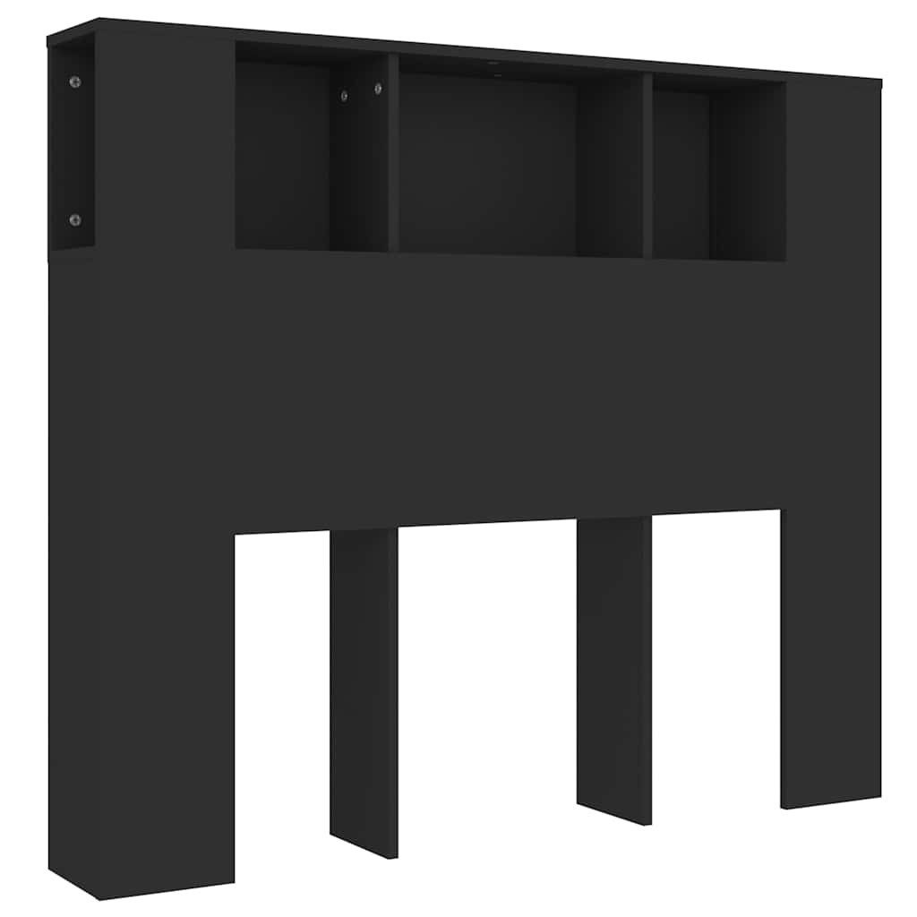 vidaXL Bett Kopfteil mit Ablagen Schwarz 120x18,5x102,5 cm (1-tlg)