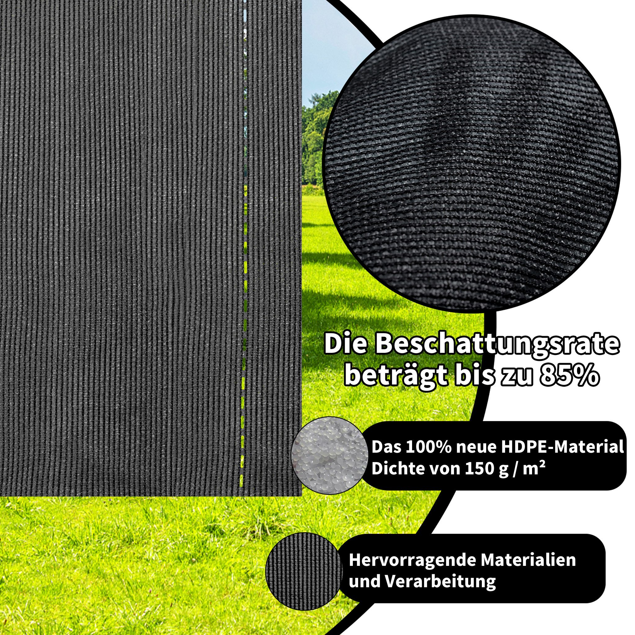 FIVMEN Balkonsichtschutz Zaunblende Sichtschutz Schattiernetz Sonnen-Windschutz mit Kabelbinder (Länge: 10 Meter, Höhe optional) für Zaun Balkon Sportplatz, Gar – Bild 3 von 5