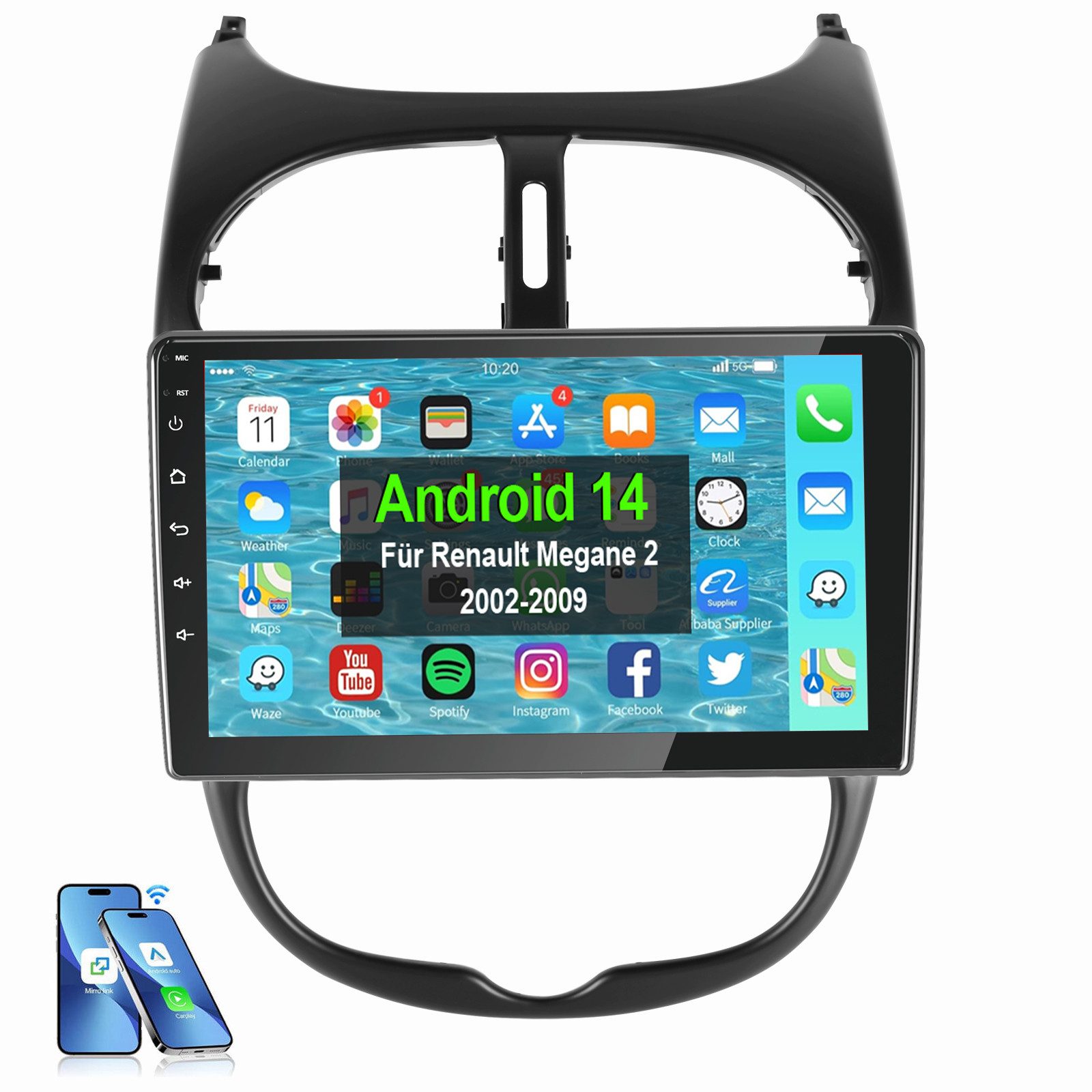 Für Peugeot 206 206CC 206SW 2001-2016 Android 14 Autoradio Autoradio
