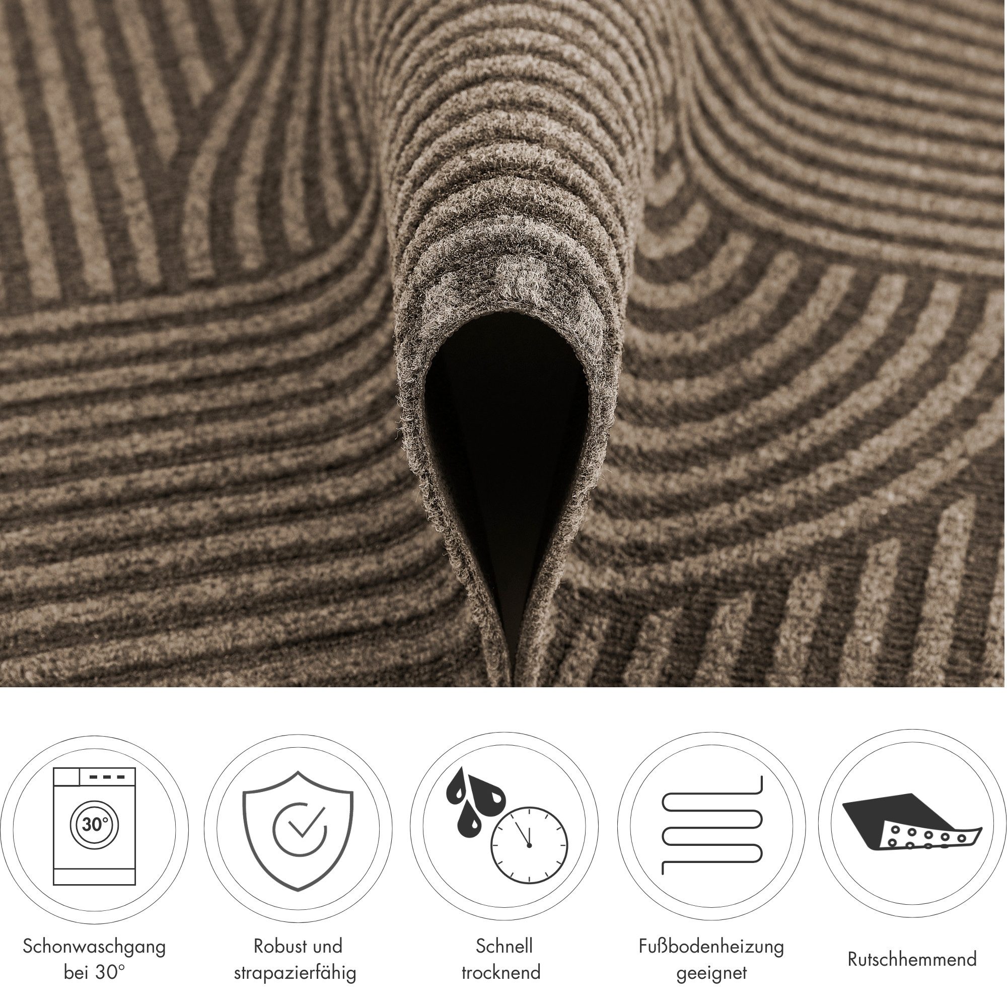 Andiamo Fußmatte Yukon, rechteckig, Höhe: 6 mm, Schmutzfangmatte, modernes Design, robust, waschbar, rutschhemmend